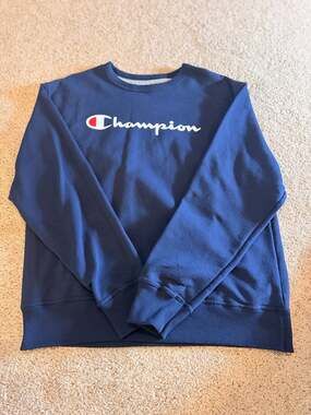 Champion Navy Blue Powerblend Fleece Crewneck Sweatshirt Large